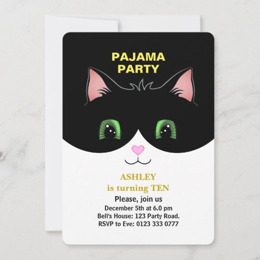 Invitation à une Soirée Pyjama & Chat Smoking Mign (Devant)