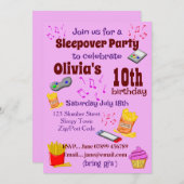 Invitation à une soirée pyjama d'anniversaire (Devant / Derrière)