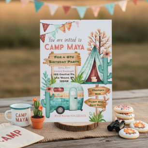 Invitation à une soirée pyjama de camping pour fil