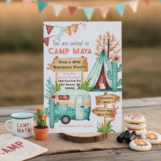 Invitation à une soirée pyjama de camping pour fil