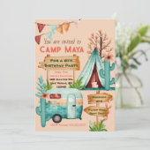 Invitation à une soirée pyjama de camping pour fil (Debout devant)