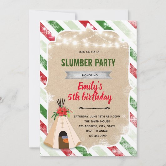 Invitation à une soirée pyjama de Noël (Devant)