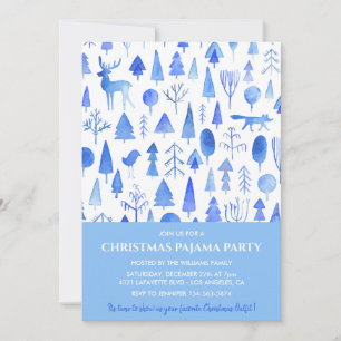 Invitation à une soirée pyjama de Noël à l'aquarel