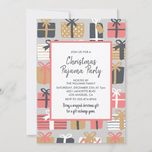 Invitation à une soirée pyjama de Noël Cadeaux de  (Devant)