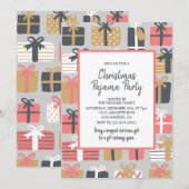 Invitation à une soirée pyjama de Noël Cadeaux de  (Devant / Derrière)