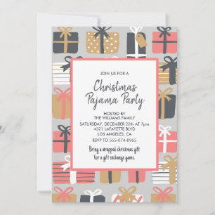 Invitation à une soirée pyjama de Noël Cadeaux de