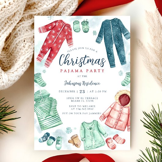 Invitation à une soirée pyjama de Noël fantaisiste
