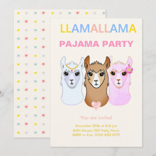 Invitation à une soirée pyjama lama