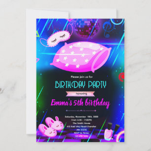 invitation à une soirée pyjama néon