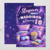 Invitation à une soirée pyjama pour fille Annivers (Devant / Derrière)