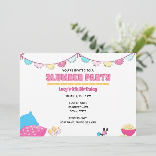 Invitation à une soirée pyjama pour filles (Debout devant)