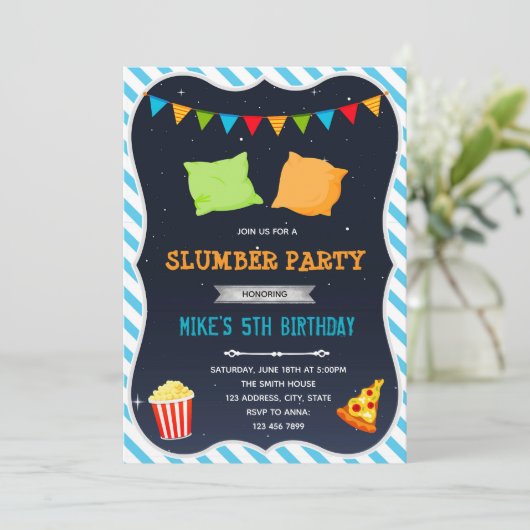 Invitation à une soirée pyjama pour garçons (Debout devant)