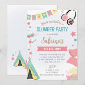 Invitation à une soirée pyjama sous tipi pour fill (Devant / Derrière)