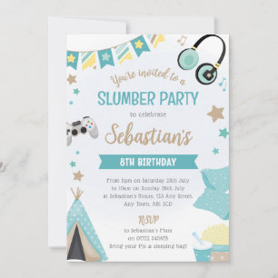 Invitation à une soirée pyjama sous tipi pour garç