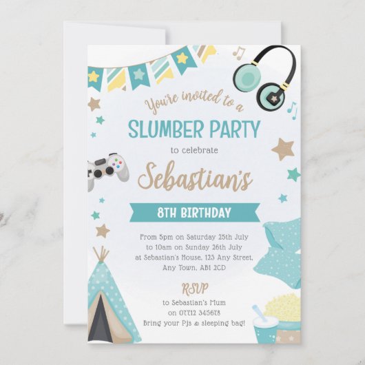 Invitation à une soirée pyjama sous tipi pour garç (Devant)