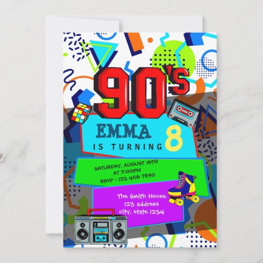 Invitation à une soirée retour aux années 90 (Devant)