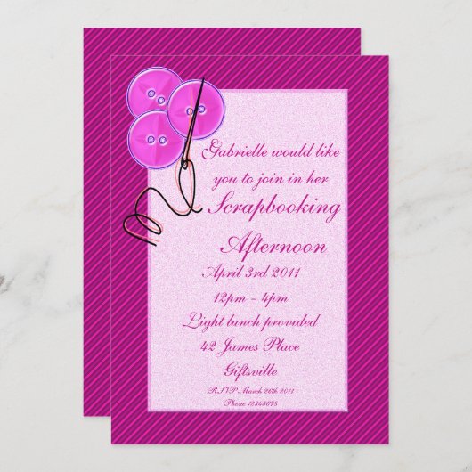 Invitation à une soirée scrapbooking/artisanat (Devant / Derrière)