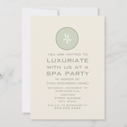 Invitation à une soirée Spa - Concombre (Devant)