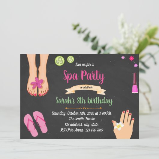 Invitation à une soirée spa manucure pédicure (Debout devant)