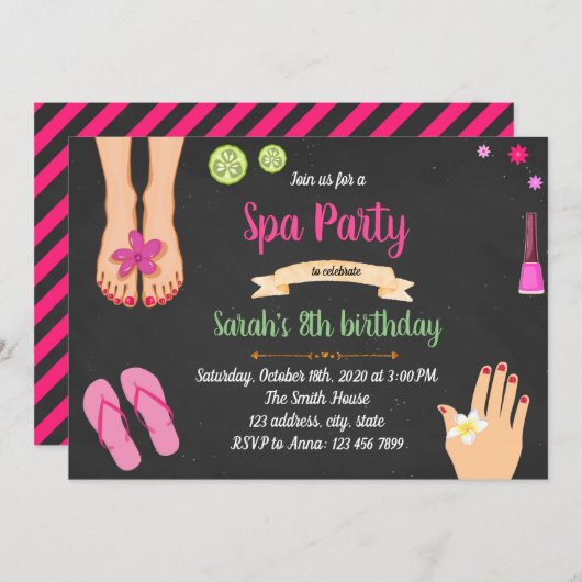 Invitation à une soirée spa manucure pédicure (Devant / Derrière)