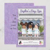 Invitation à une Soirée Spa pour Jeunes Filles (Devant / Derrière)