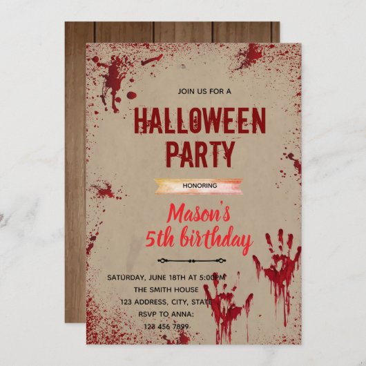 Invitation à une soirée tueuse d'Halloween (Devant / Derrière)