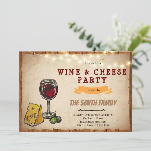 Invitation à une soirée vin et fromage (Debout devant)