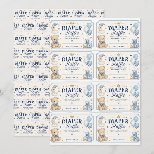 Invitation à une tombola de couches pour bébé (Devant / Derrière)