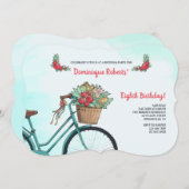 Invitation À Vélo Avec Fleurs (Devant / Derrière)