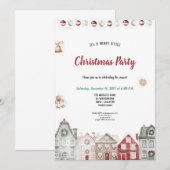 Invitation A very cute red and tirqoise christmas party (Devant / Derrière)