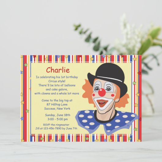 Invitation à visage clown (Debout devant)