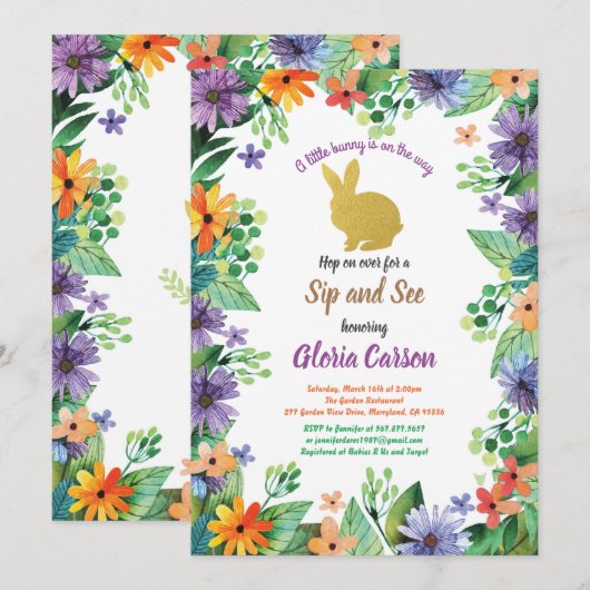 Invitation à voir et à boire avec le lapin de Pâqu (Devant / Derrière)