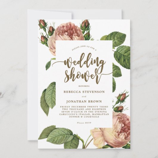 invitation à wedding shower fleuri botanique (Devant)