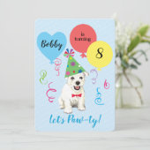 Invitation à Westie des ballons de fête d'annivers (Debout devant)