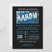 Invitation Aaron Votre Graffiti Nom Brick Wall Bar Mitzvah (Devant)