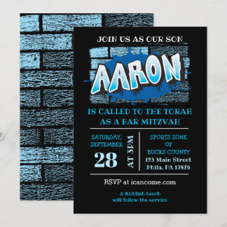 Invitation Aaron Votre Graffiti Nom Brick Wall Bar Mitzvah