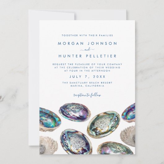 Invitation Abalone Shell coloré aquarelle plage Mariage (Devant)
