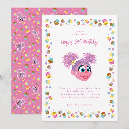 Invitation Abby Cadabby Cupcakes & Confetti Birthday (Devant / Derrière)