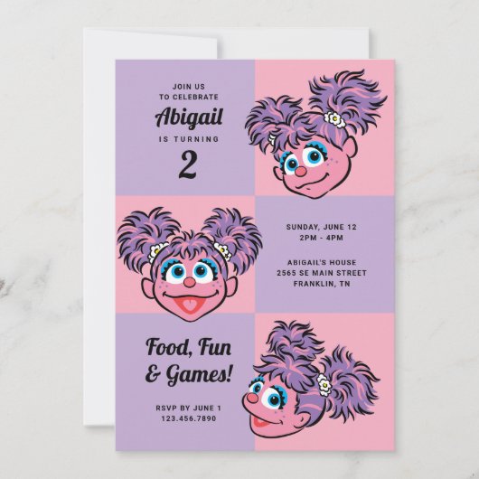 Invitation Abby Cadabby | Filles roses et violettes Anniversa (Devant)