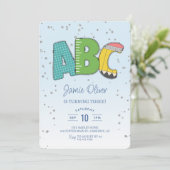 Invitation ABC Alphabet coloré 3e fête d'anniversaire (Debout devant)