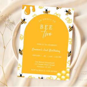 Invitation Abee 2e Anniversaire Sweet To Bee Two Bees Thème