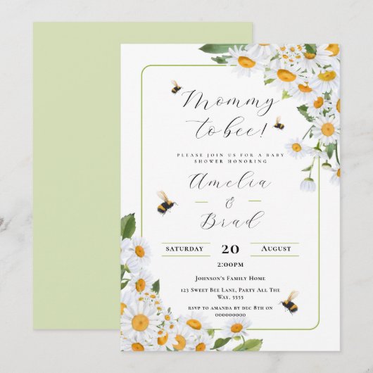 Invitation Abee Baby shower maman d'être aussi doux que peut (Devant / Derrière)