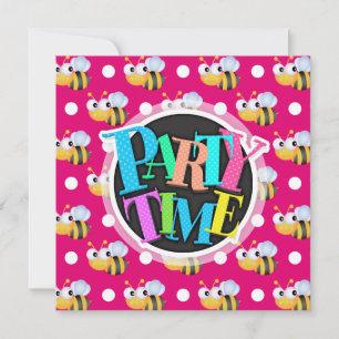 Invitation Abee mignonne, rose chaud et Pois blancs