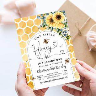 Invitation Abeille à miel 1ère fête d'anniversaire d'abeille