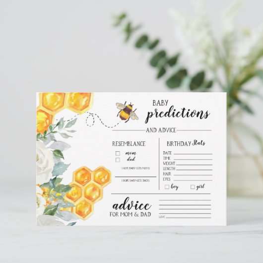 Invitation Abeille à miel florale | Jeu de devis pour bébé (Debout devant)