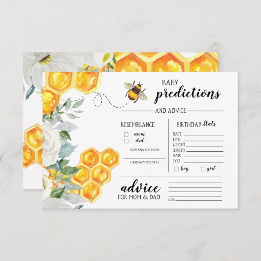 Invitation Abeille à miel florale | Jeu de devis pour bébé (Devant / Derrière)