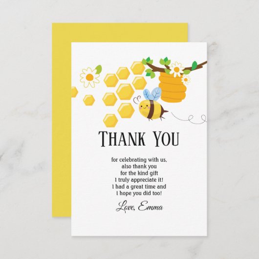 Invitation abeille, abeille à miel, nid d'abeille , Bourdon m (Devant / Derrière)