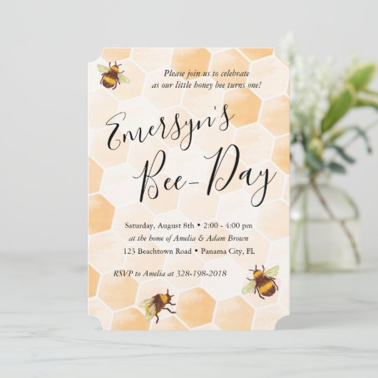 Invitation Abeille aquarelle (Debout devant)