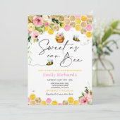 Invitation Abeille Baby shower Rose Floral Douce Comme Peut Ê (Debout devant)