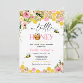 Invitation Abeille Baby shower Rose Un Peu De Miel Sur Le Che (Debout devant)